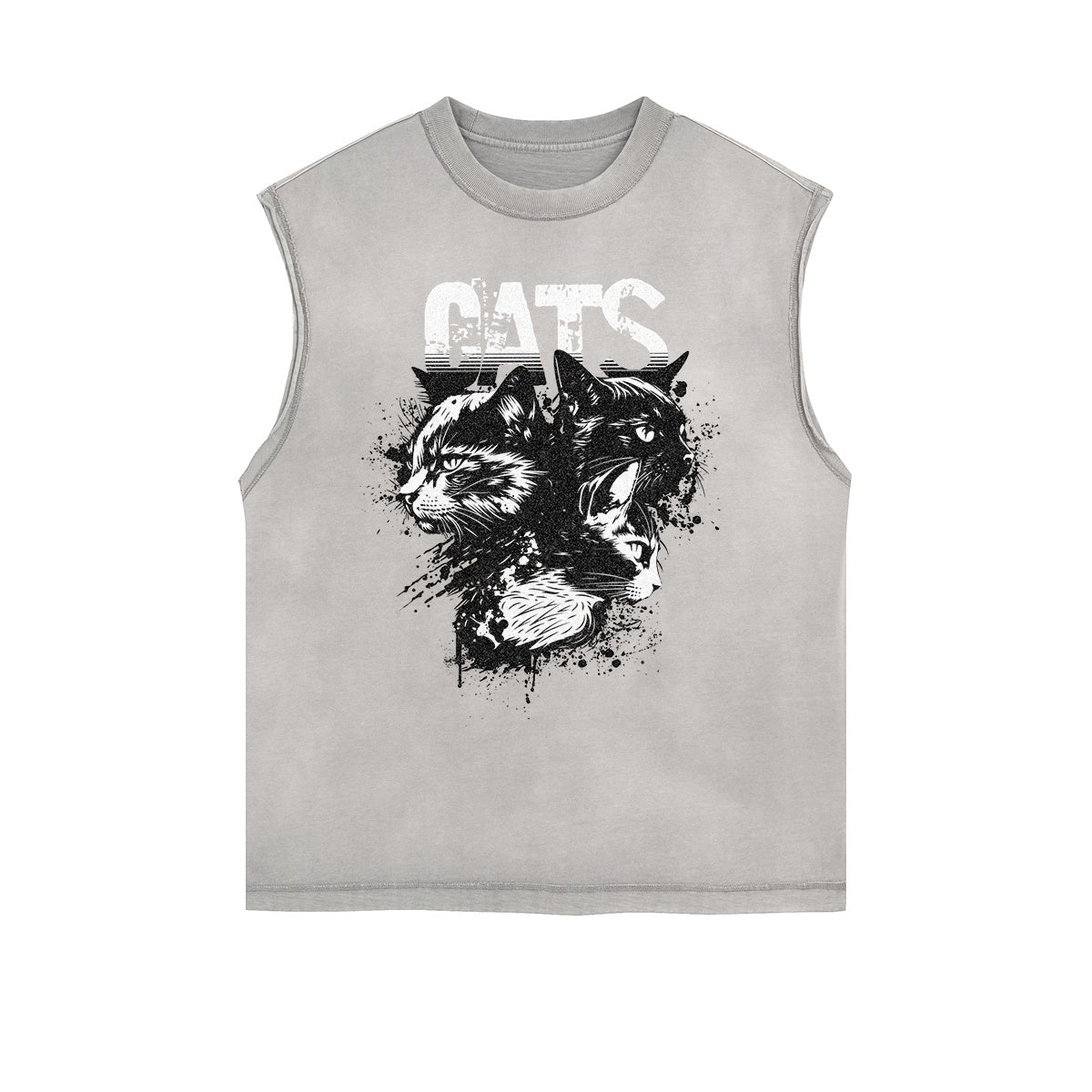 Frayed Edge Cat Graphic Tank Top