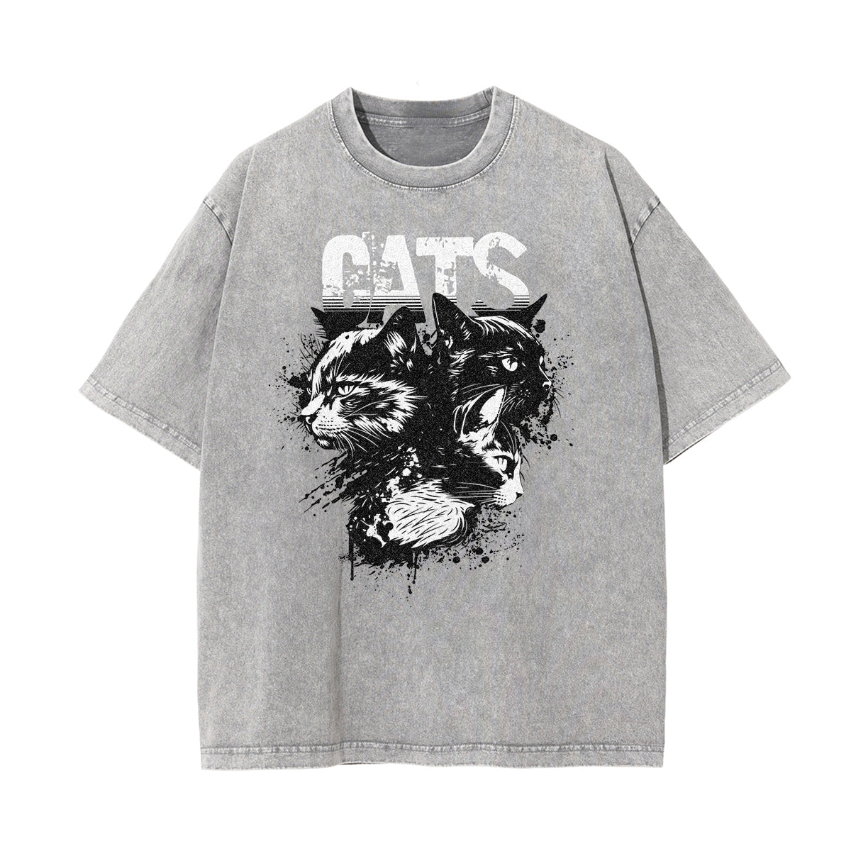 Washed Cat Graphic Cotton Tee
