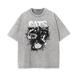 Washed Cat Graphic Cotton Tee