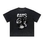Thick Faded Cat Graphic T Shirt