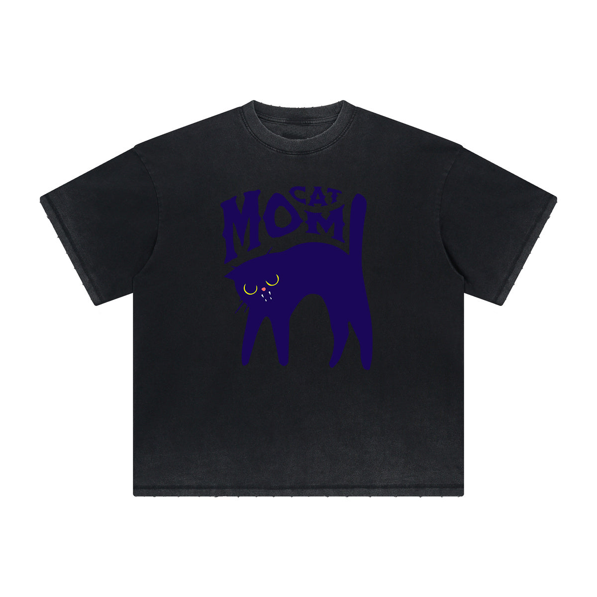 Thick Faded Cat Graphic T Shirt