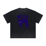 Thick Faded Cat Graphic T Shirt
