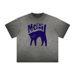 Vintage Frayed Cat Pattern Tee