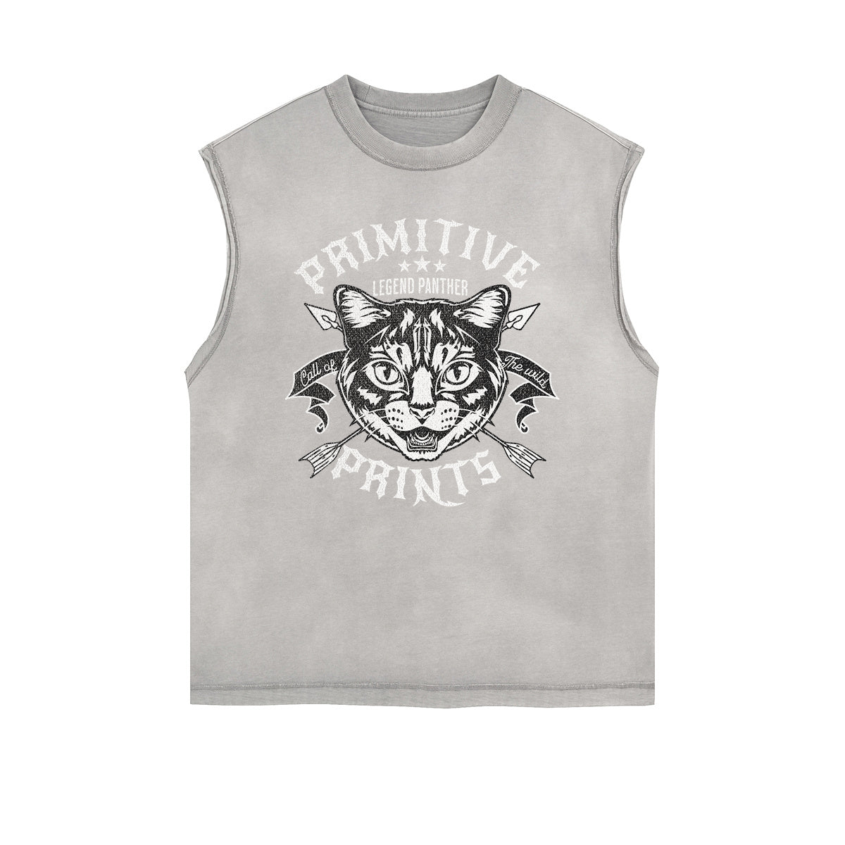Frayed Edge Cat Graphic Tank Top