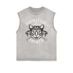 Frayed Edge Cat Graphic Tank Top