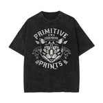 Stone Wash Cat Pattern T Shirt