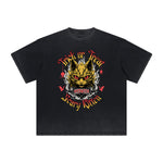 Thick Faded Cat Graphic T Shirt