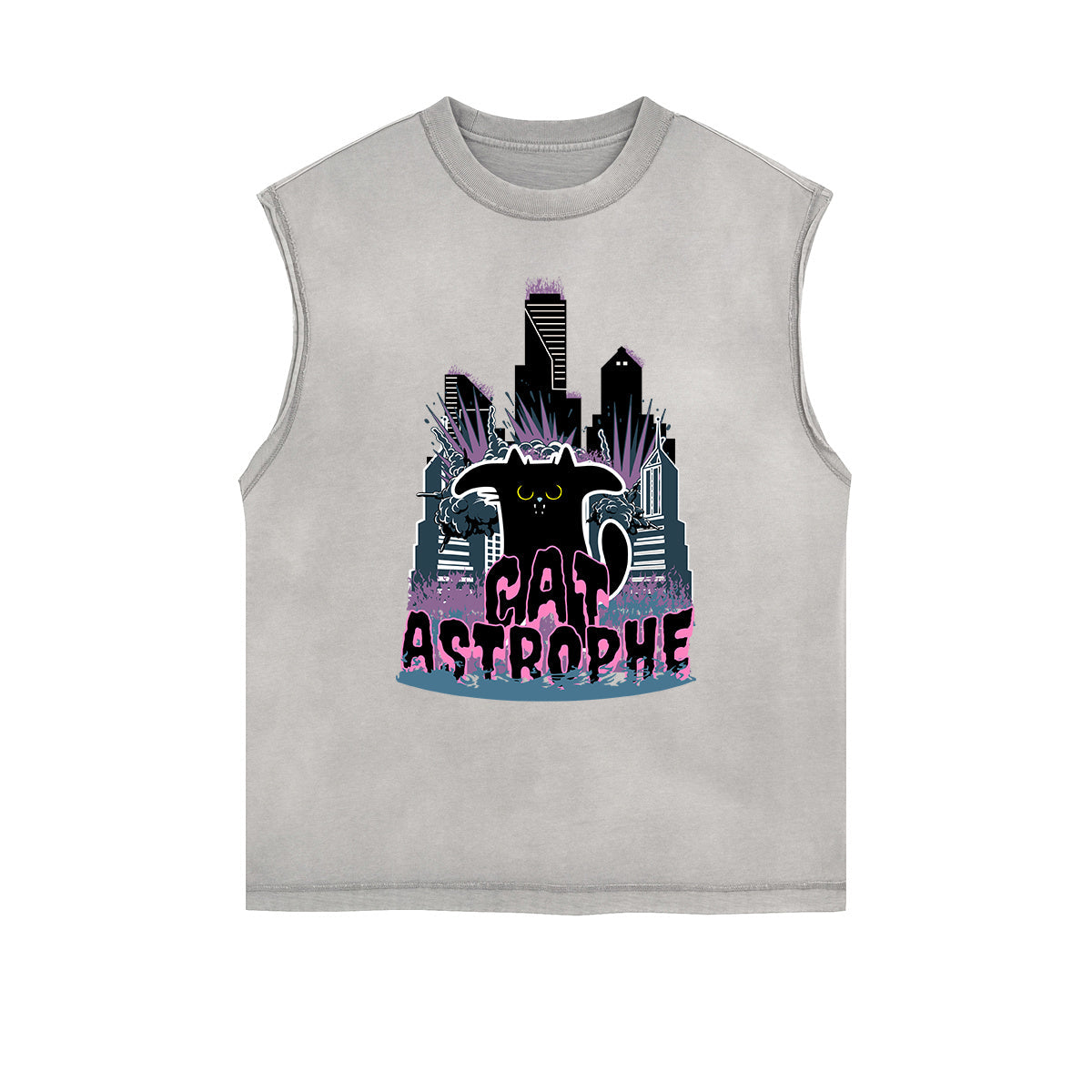 Frayed Edge Cat Graphic Tank Top