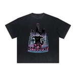 Thick Faded Cat Graphic T Shirt