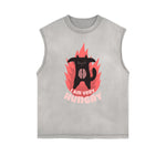 Frayed Edge Cat Graphic Tank Top