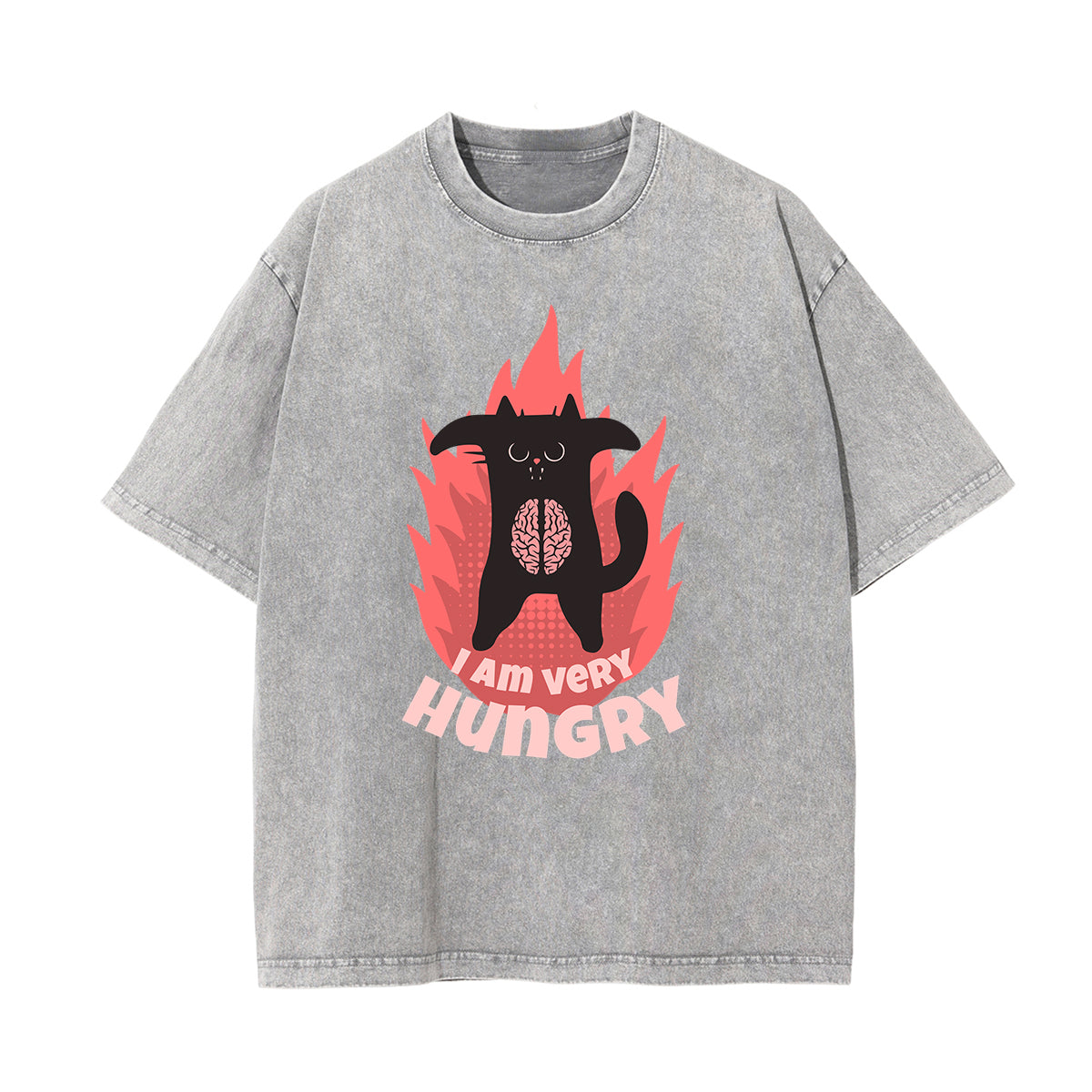 Washed Cat Graphic Cotton Tee