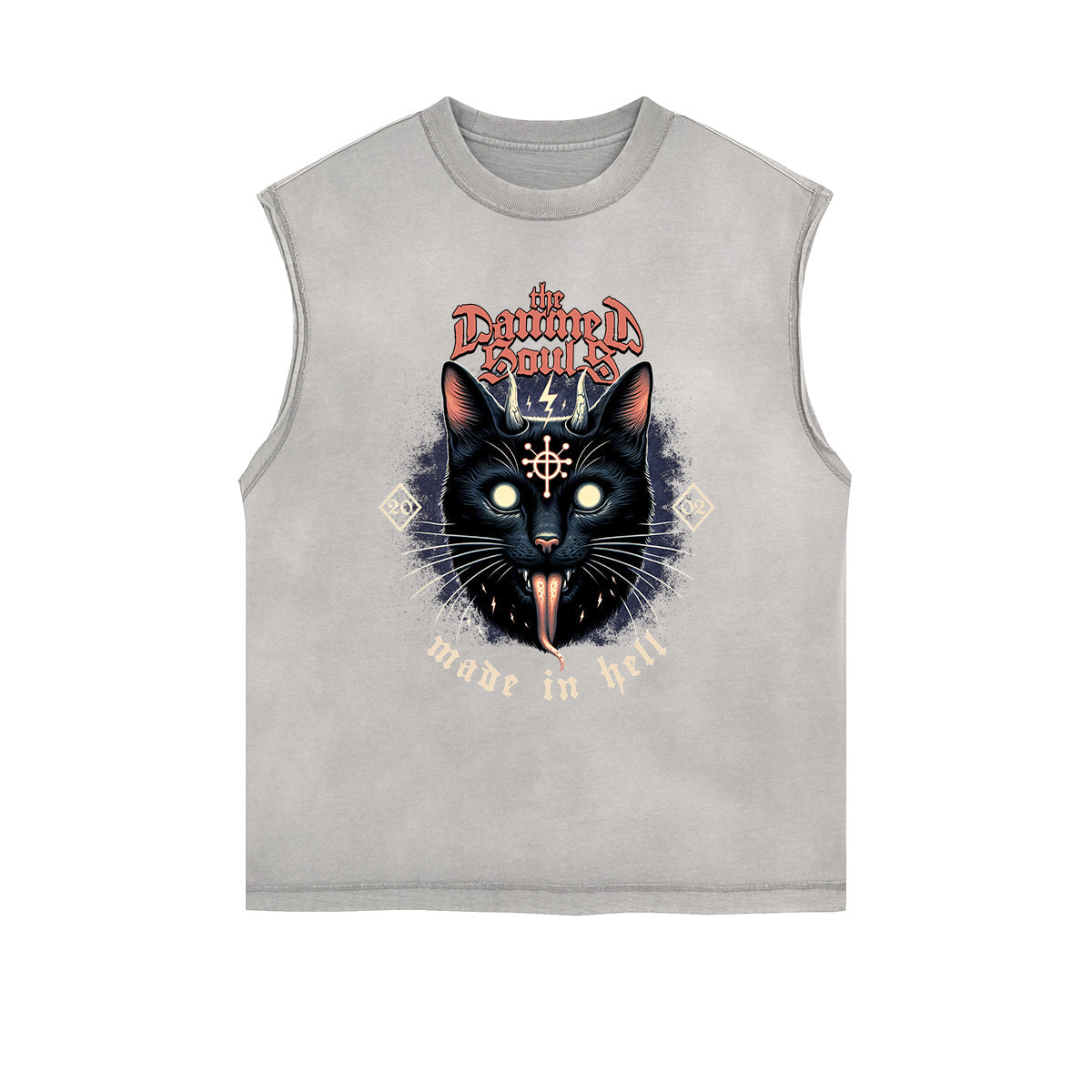 Frayed Edge Cat Graphic Tank Top