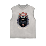 Frayed Edge Cat Graphic Tank Top