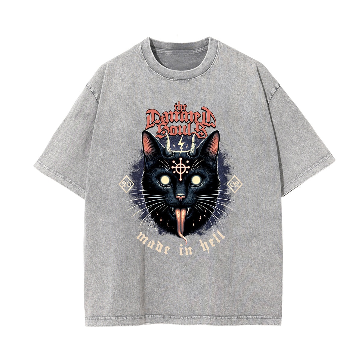 Washed Cat Graphic Cotton Tee