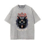 Washed Cat Graphic Cotton Tee