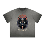 Vintage Frayed Cat Pattern Tee