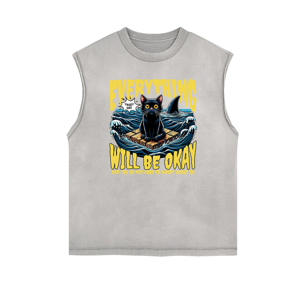Frayed Edge Cat Graphic Tank Top