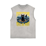 Frayed Edge Cat Graphic Tank Top