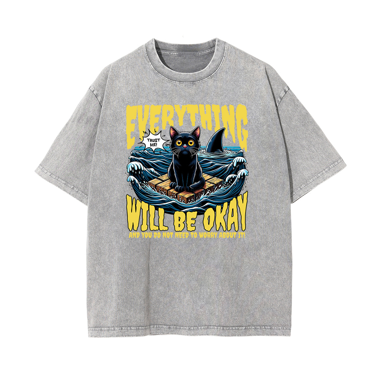 Washed Cat Graphic Cotton Tee