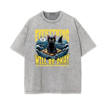 Washed Cat Graphic Cotton Tee