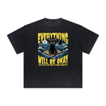 Thick Faded Cat Graphic T Shirt