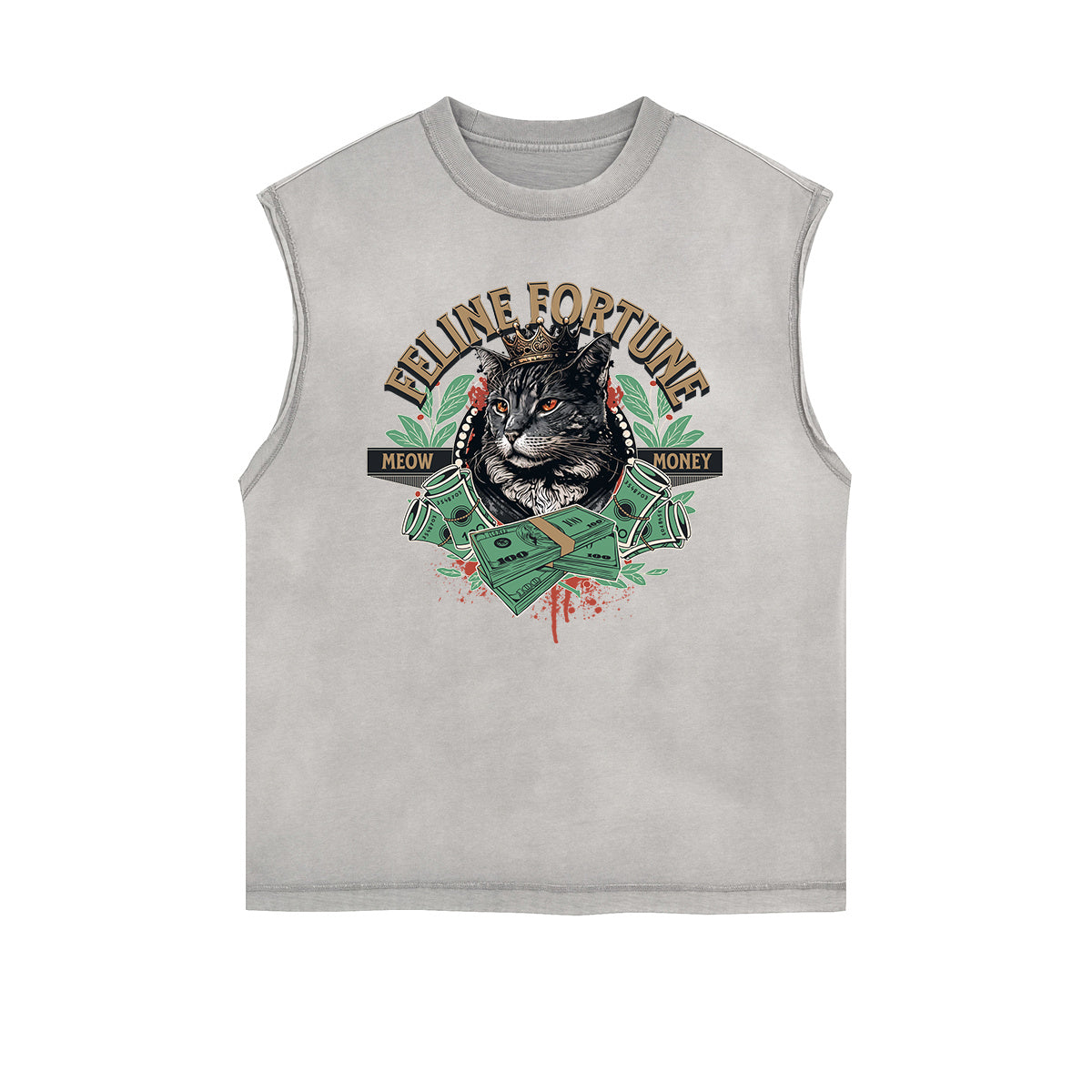 Frayed Edge Cat Graphic Tank Top