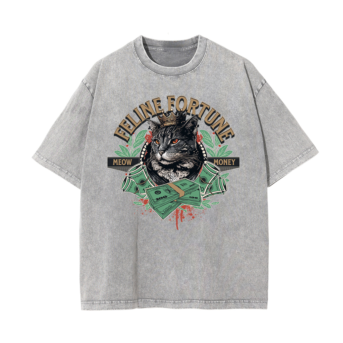 Washed Cat Graphic Cotton Tee