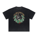 Thick Faded Cat Graphic T Shirt