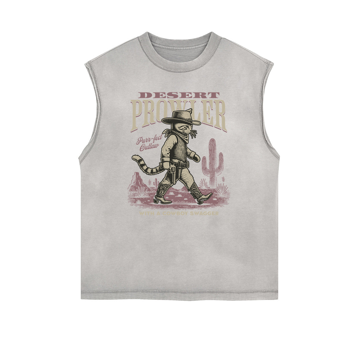 Frayed Edge Cat Graphic Tank Top