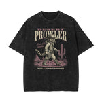 Stone Wash Cat Pattern T Shirt