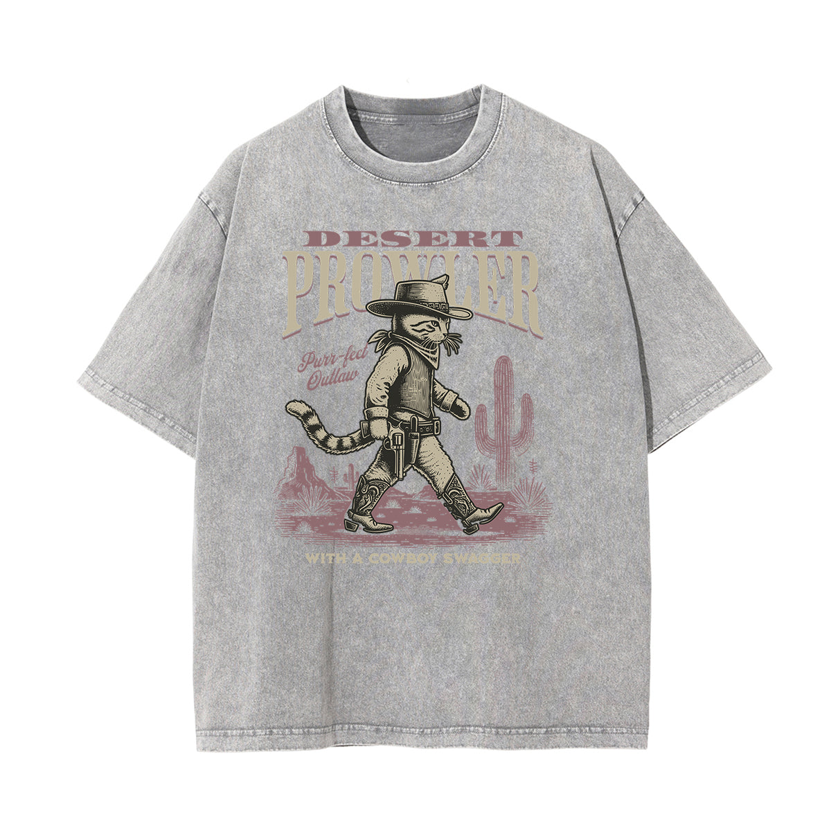 Washed Cat Graphic Cotton Tee