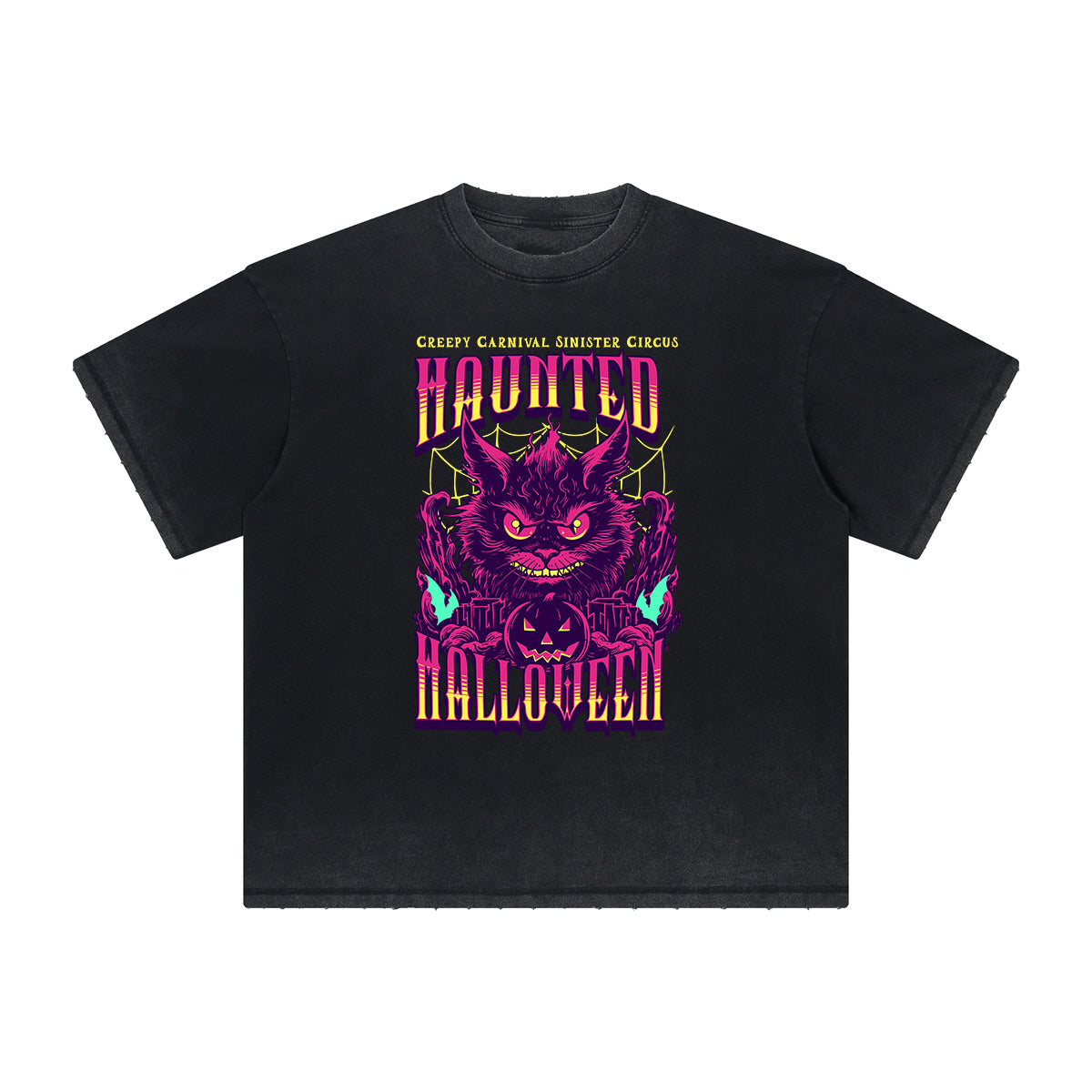 Thick Faded Cat Graphic T Shirt