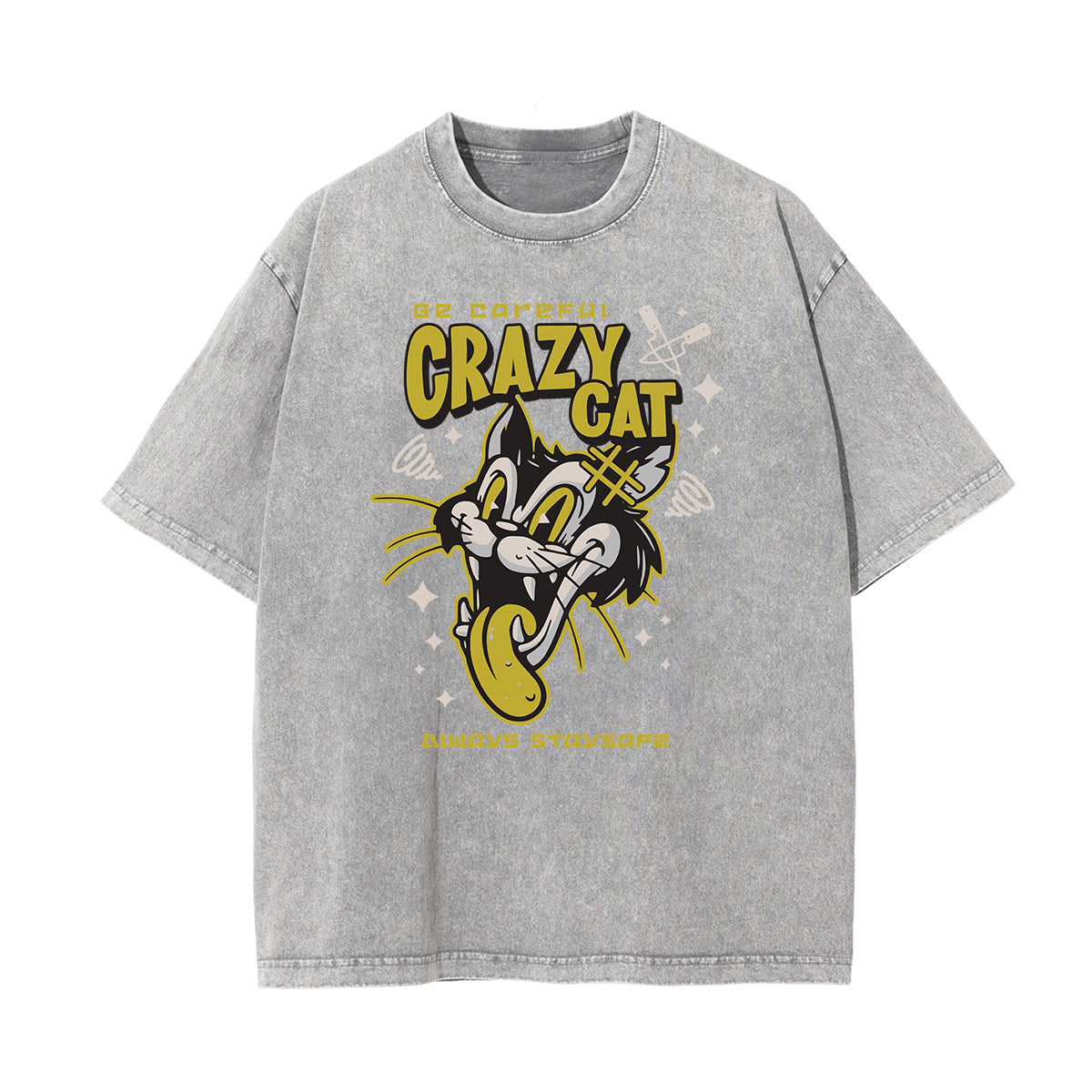 Washed Cat Graphic Cotton Tee