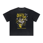 Thick Faded Cat Graphic T Shirt