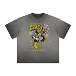 Vintage Frayed Cat Pattern Tee