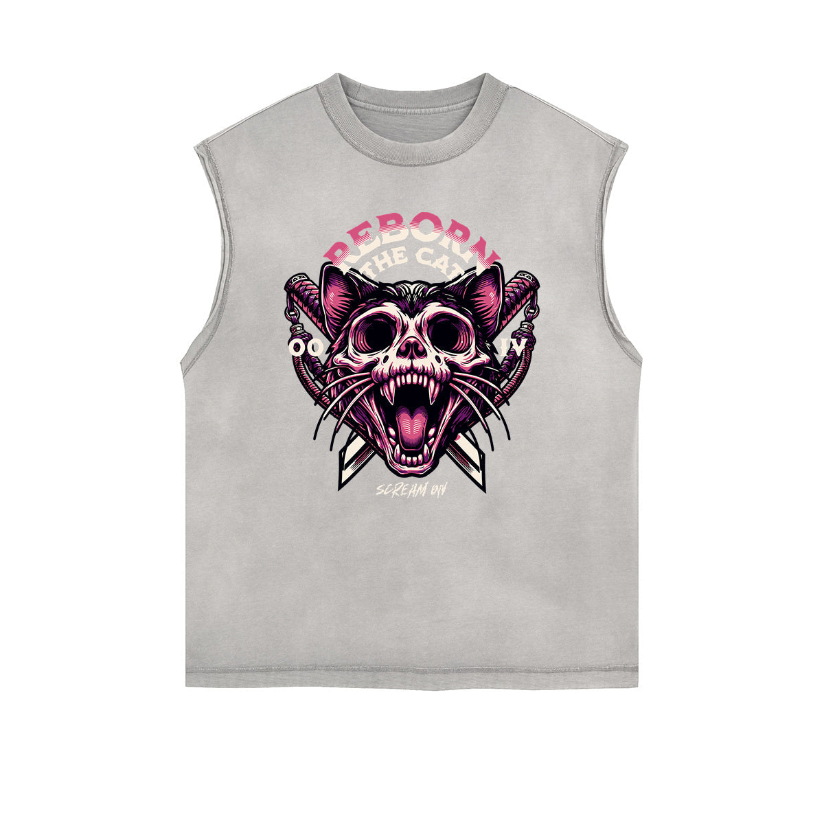 Frayed Edge Cat Graphic Tank Top