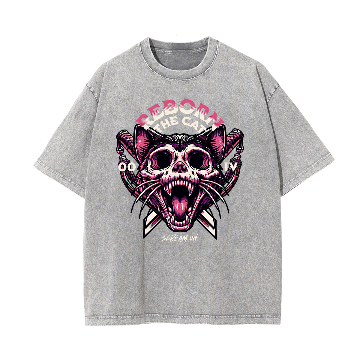 Washed Cat Graphic Cotton Tee