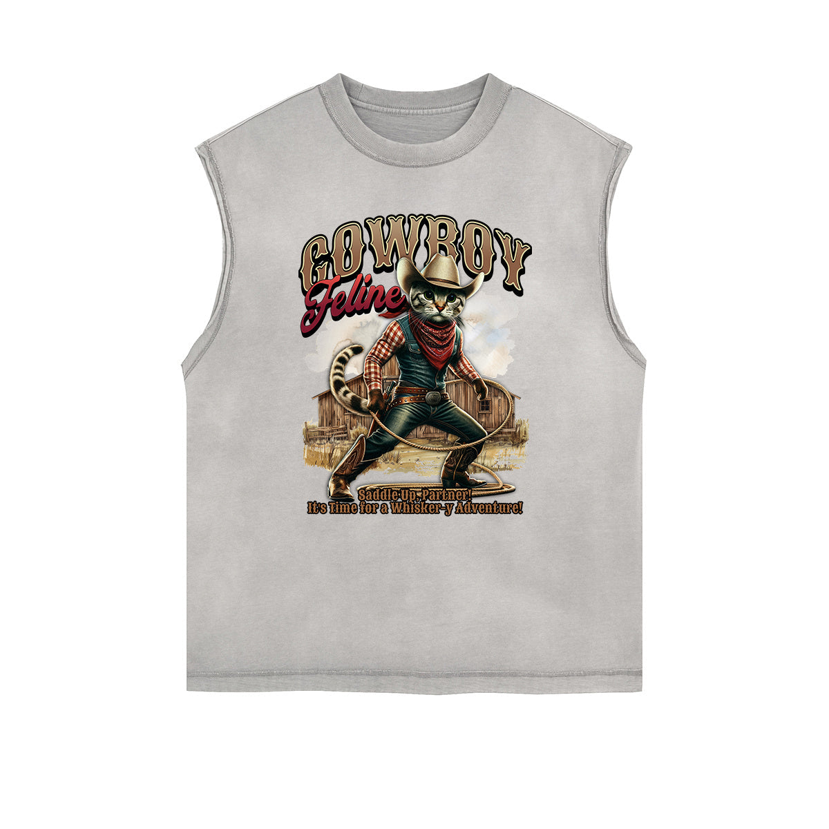 Frayed Edge Cat Graphic Tank Top