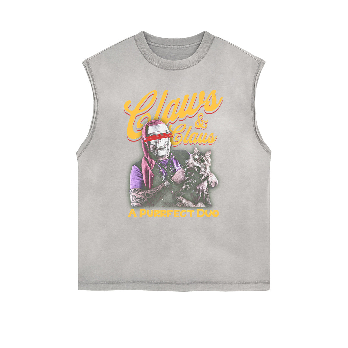 Frayed Edge Cat Graphic Tank Top