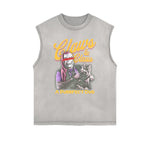 Frayed Edge Cat Graphic Tank Top