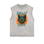 Frayed Edge Cat Graphic Tank Top