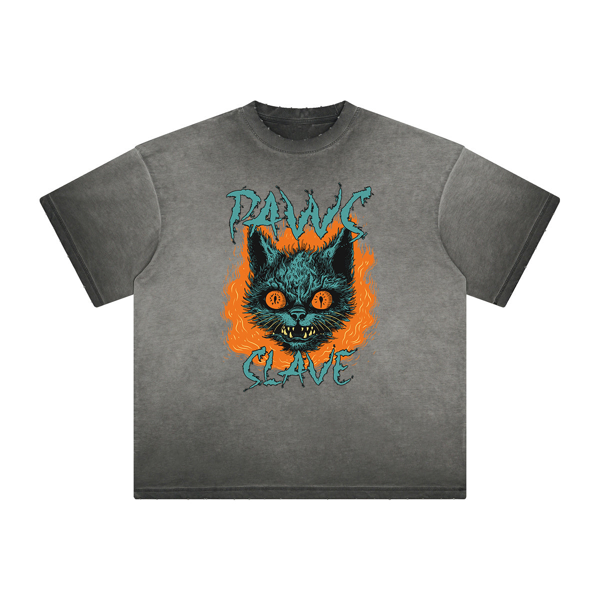 Vintage Frayed Cat Pattern Tee