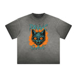 Vintage Frayed Cat Pattern Tee