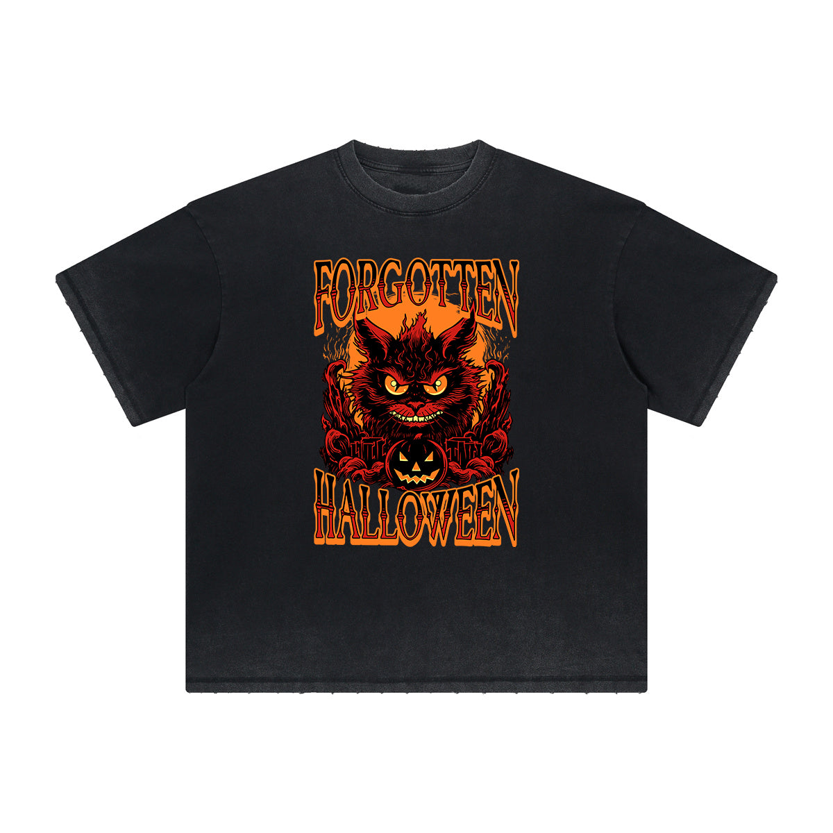 Thick Faded Cat Graphic T Shirt