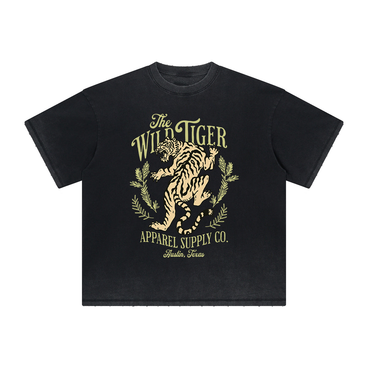 Thick Faded Tiger Graphic T Shirt