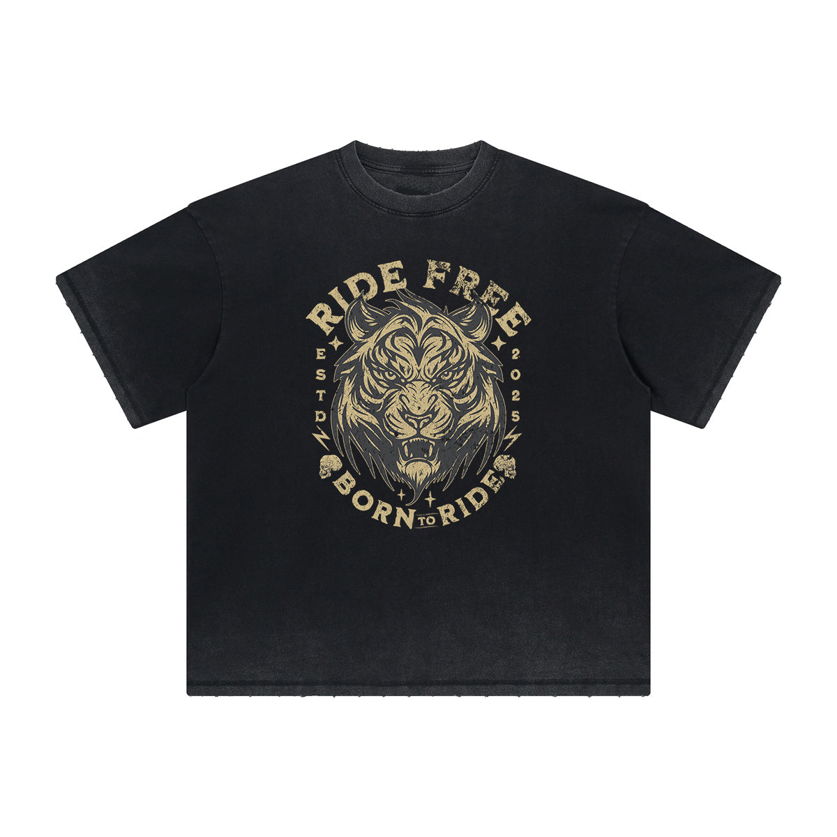 Thick Faded Tiger Graphic T Shirt