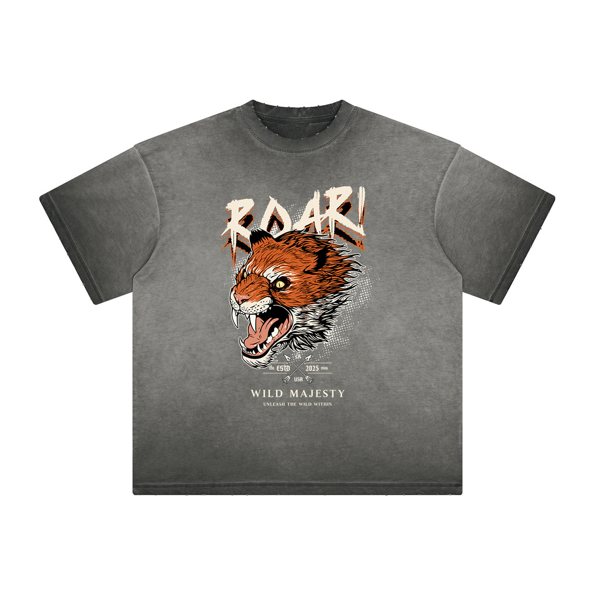 Vintage Frayed Tiger Pattern Tee