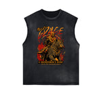 Distressed Sleeveless Tiger Pattern Tee