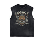 Distressed Sleeveless Tiger Pattern Tee