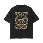 Stone Wash Tiger Pattern T Shirt
